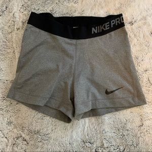 Gray Nike Pro Spandex Shorts